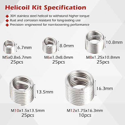 Kit Réparation Filetage 131PCS – Helicoil M5–M12 YZ-6050