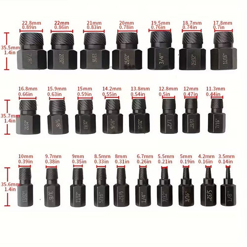 Coffret Extracteurs de Vis 25 Pièces – Retrait Boulons Abîmés YZ-6093