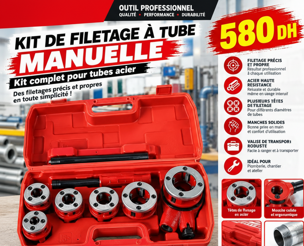 Kit de filetage à tube manuelle – Kit complet pour tubes acier