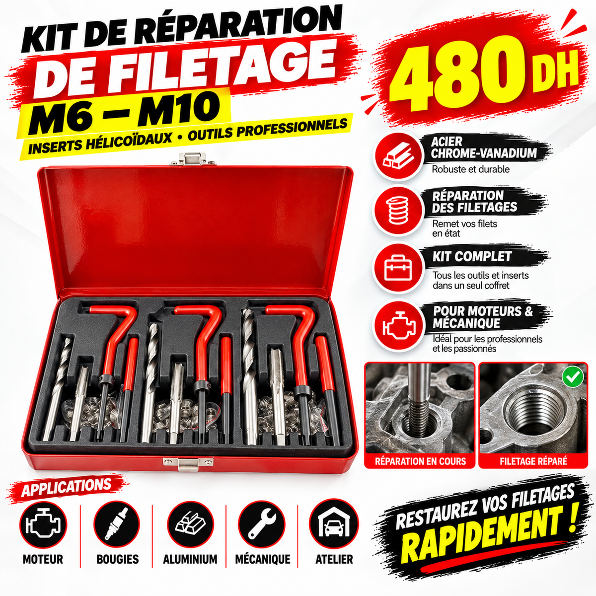YZ6050 KIT DE RÉPARATION DE FILETAGE HÉLICOÏDAL